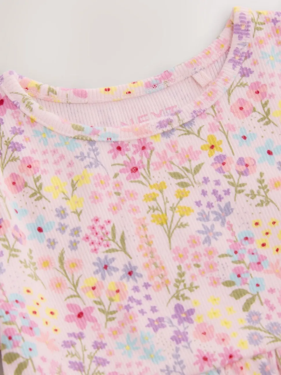 Bloemenmotief - Geribde jersey jurk (3 mnd-7 jr)