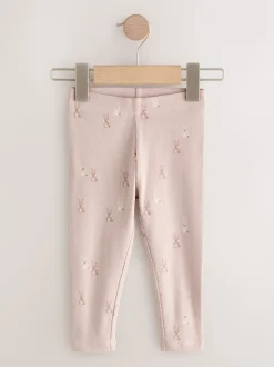 Bloemenmotief - Verpakking van 5 geribbelde Leggings (3mnd -7jr)