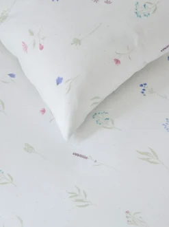 Bloemenprint 100% katoenen hoeslaken en kussensloop set