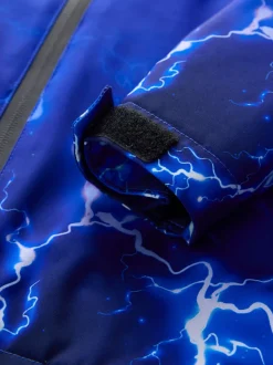 Blue Lightning Print - Waterdichte jas met fleece voering en capuchon (3-17jr)