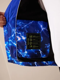 Blue Lightning Print - Waterdichte jas met fleece voering en capuchon (3-17jr)