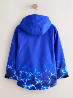 Blue Lightning Print - Waterdichte jas met fleece voering en capuchon (3-17jr)