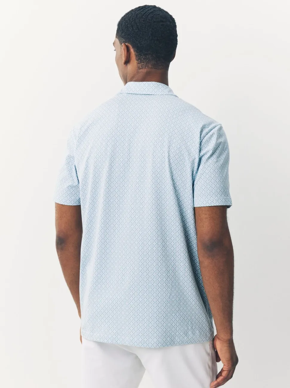 Blue marineblauw met geometrisch motief - Set van 3 jersey poloshirts met korte mouwen