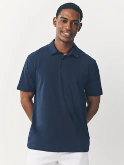 Blue marineblauw met geometrisch motief - Set van 3 jersey poloshirts met korte mouwen