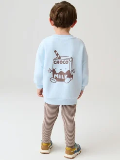 Blue Milk Print - Set met sweatshirt en legging (3 mnd-7 jr)