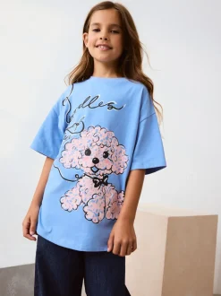 Blue Poodle - Oversized T-shirt met grafische print (3-16jr)