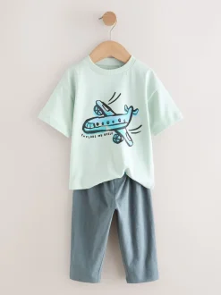 Blue/Black/White Vehicles - Set van 3 T-shirts met korte mouwen en joggingbroeken (3mnd -7jr)