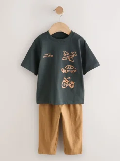 Blue/Black/White Vehicles - Set van 3 T-shirts met korte mouwen en joggingbroeken (3mnd -7jr)