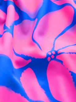 Blue/Pink Floral Print - Bikini met lange mouwen (3-16 jr)