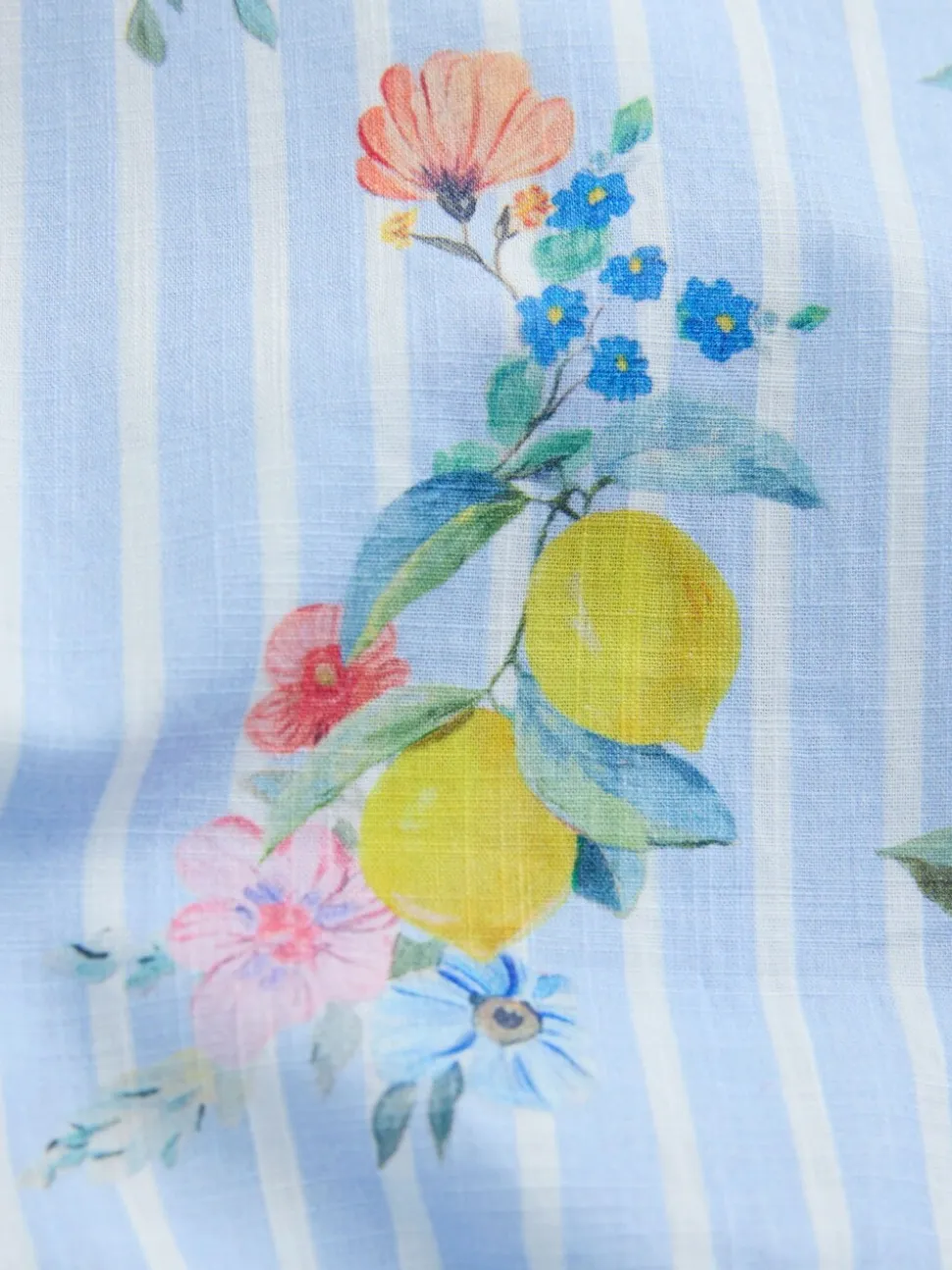 Blue/White Stripe Floral - Short Sleeve Cotton Dress (3mths-8yrs)