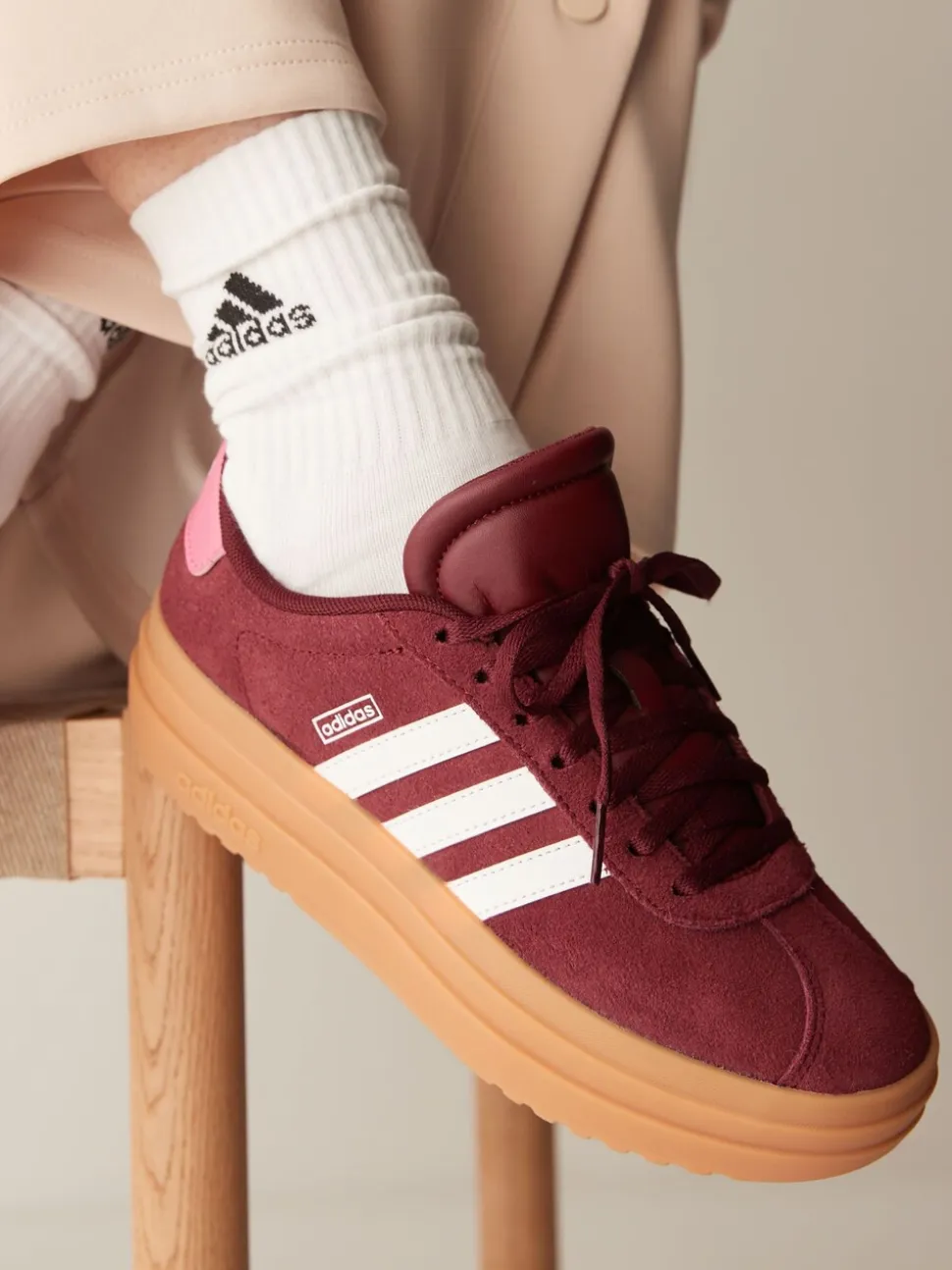 Bordeauxrood - adidas VL Court Bold Lace Junior Trainers