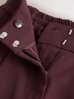 Bordeauxrood - Broek met wijde pijpen en elastiek in de achterkant