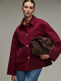 Bordeauxrood - Brushed Collared Jacket