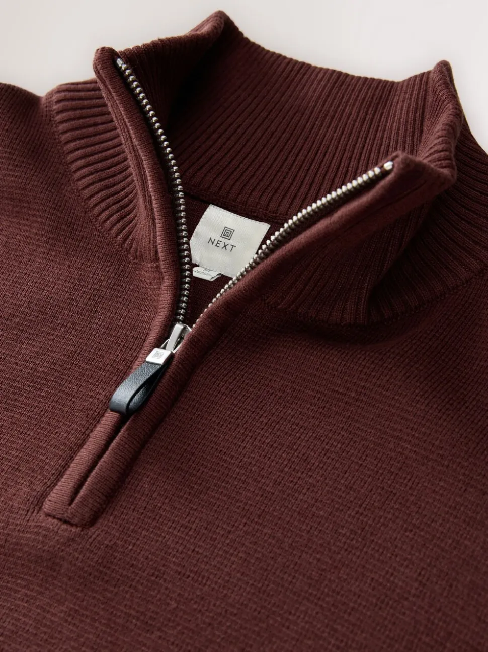 Bordeauxrood - Effen - Regular fit 100% katoenen premium trui met korte rits