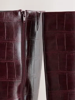 Bordeauxrood - Forever Comfort® - Kniehoge laarzen met gebogen hak