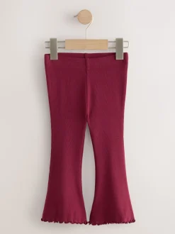 Bordeauxrood - Geribbelde flare legging (3 mnd-7 jr)