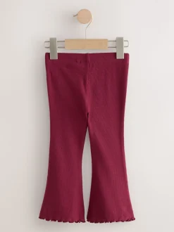 Bordeauxrood - Geribbelde flare legging (3 mnd-7 jr)