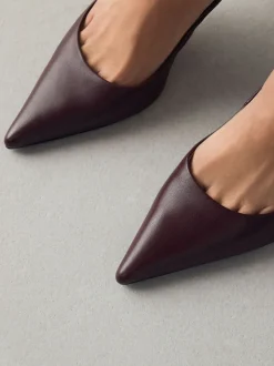 Bordeauxrood - Leren mid-court pumps