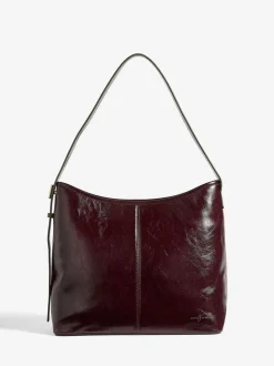 Bordeauxrood - Love & Roses Woven Slouchy Tote Bag