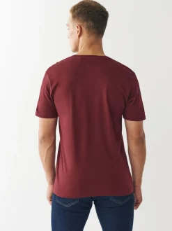 Bordeauxrood - Normale Pasvorm - Essentieel katoenen T-shirt met ronde hals
