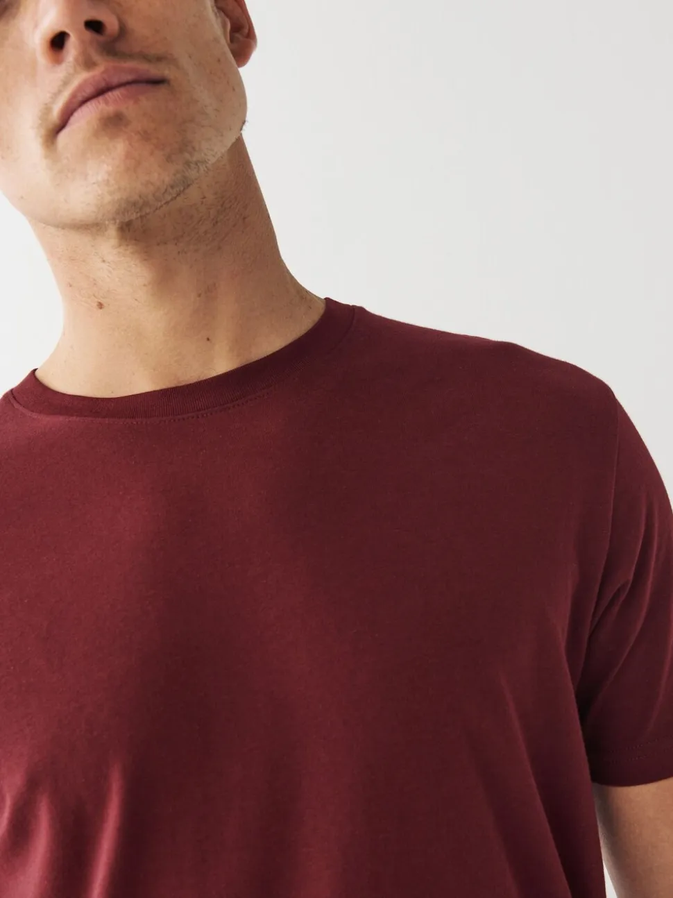 Bordeauxrood - Normale Pasvorm - Essentieel katoenen T-shirt met ronde hals