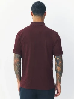 Bordeauxrood - Normale Pasvorm - Net jacquard poloshirt