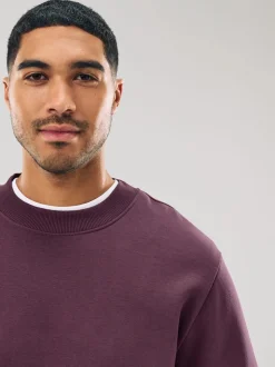 Bordeauxrood - Normale Pasvorm - Heavyweight Cotton Rich Crew Neck Sweatshirt