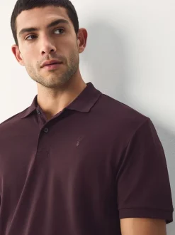 Bordeauxrood - Normale Pasvorm - Piqué poloshirt met korte mouwen