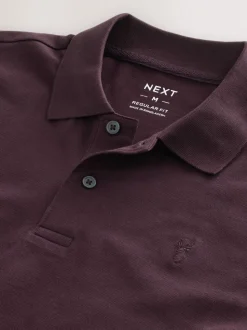 Bordeauxrood - Normale Pasvorm - Piqué poloshirt met korte mouwen