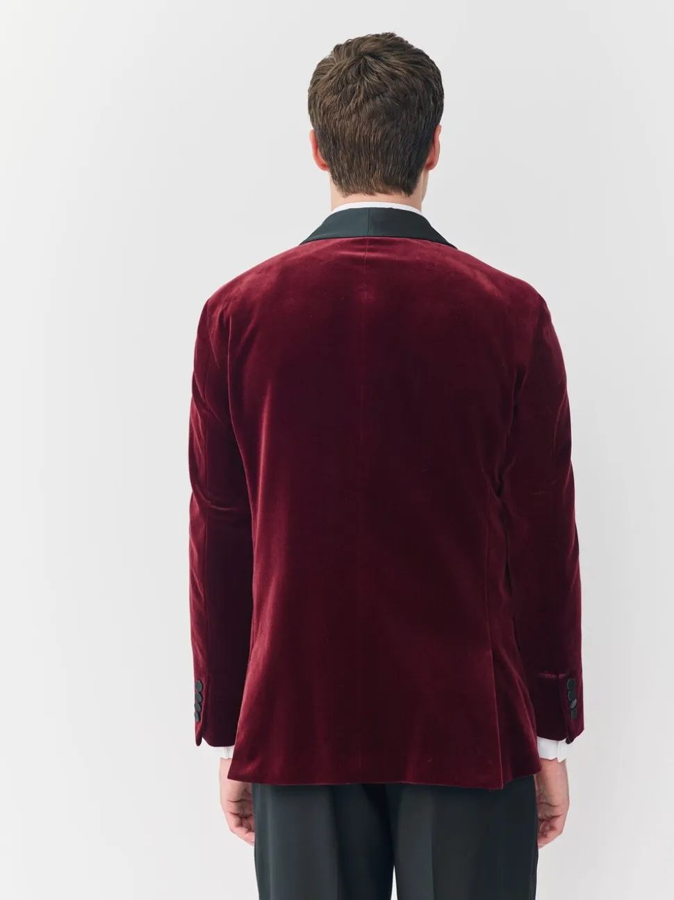 Bordeauxrood - Normale Pasvorm - Signature Pontoglio Italiaanse fluwelen blazer met sjaalkraag