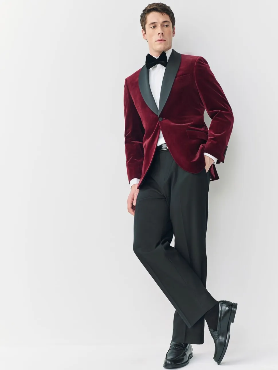 Bordeauxrood - Normale Pasvorm - Signature Pontoglio Italiaanse fluwelen blazer met sjaalkraag