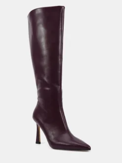 Bordeauxrood - Novo Galaxy Point Toe Stiletto Stretch Knee Boots