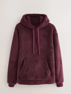 Bordeauxrood - Pullover hoodie van borg