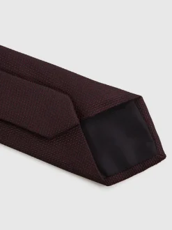 Bordeauxrood - Reiss Ceremony stropdas van zijdemix met textuur