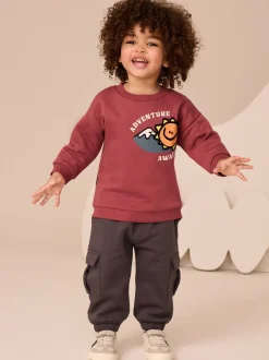 Bordeauxrood - Set met sweatshirt en utility-joggingbroek (3mnd -7jr)