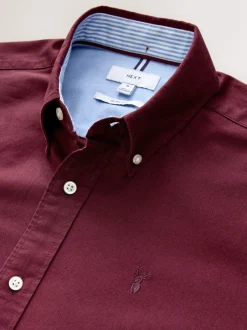 Bordeauxrood - Slim Fit - Oxford-hemd met lange mouwen