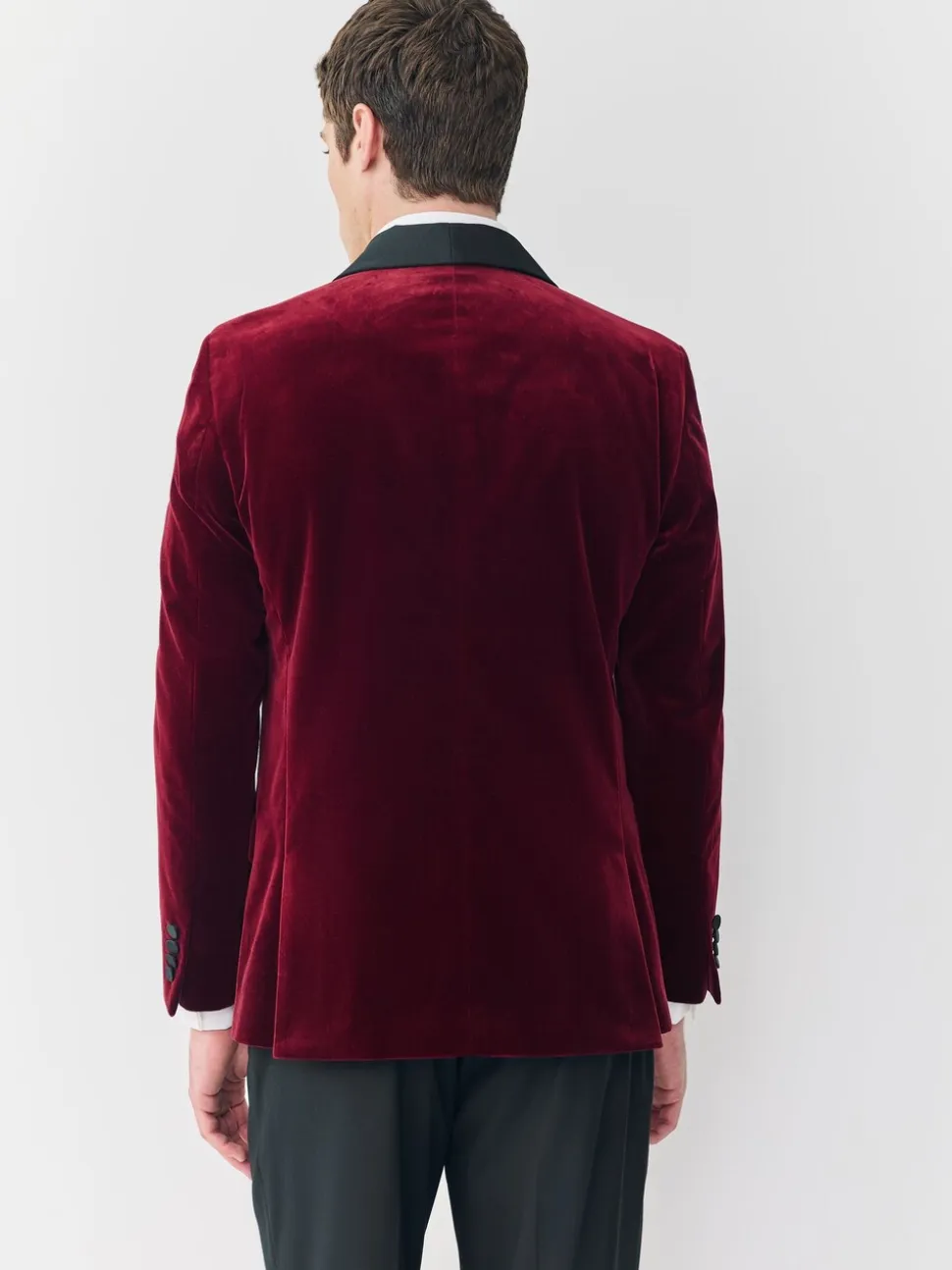 Bordeauxrood - Slim Fit - Signature Pontoglio Italiaanse fluwelen blazer met sjaalkraag
