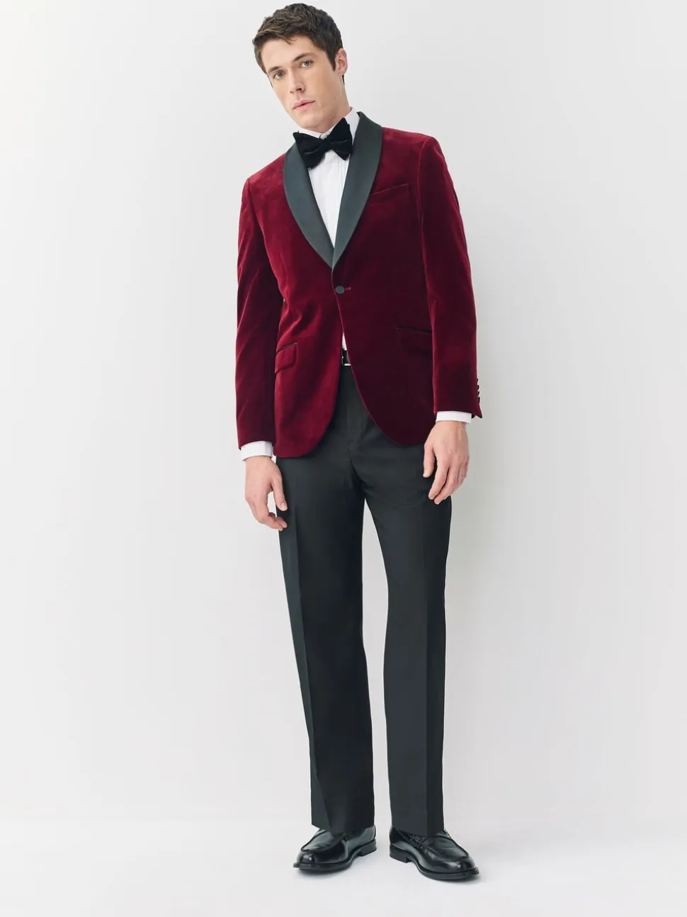 Bordeauxrood - Slim Fit - Signature Pontoglio Italiaanse fluwelen blazer met sjaalkraag
