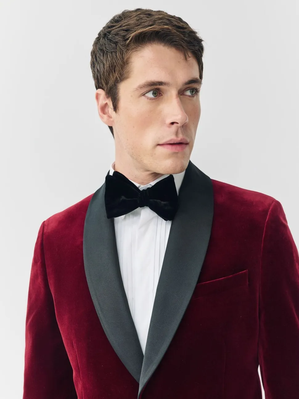 Bordeauxrood - Slim Fit - Signature Pontoglio Italiaanse fluwelen blazer met sjaalkraag