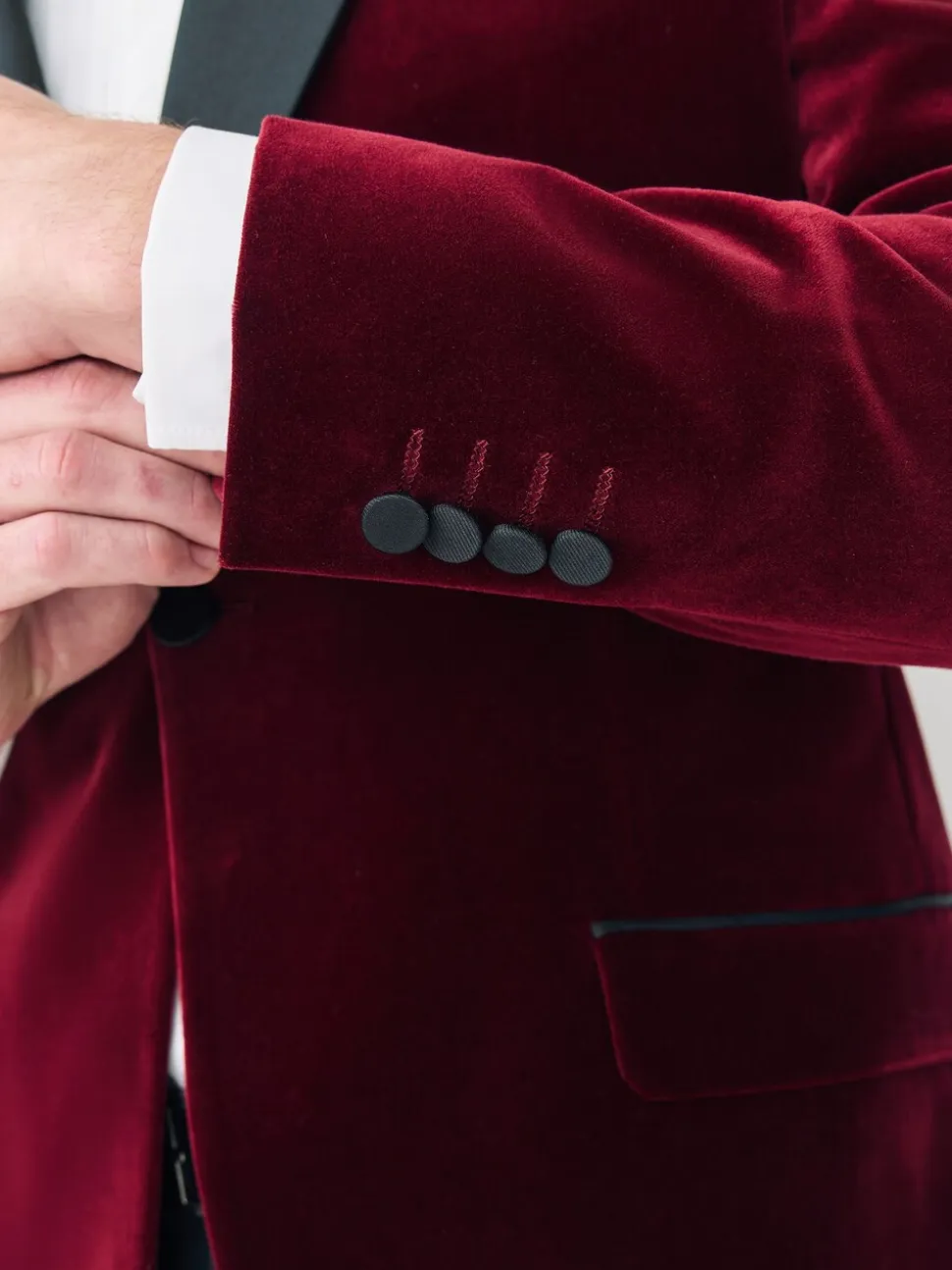 Bordeauxrood - Slim Fit - Signature Pontoglio Italiaanse fluwelen blazer met sjaalkraag