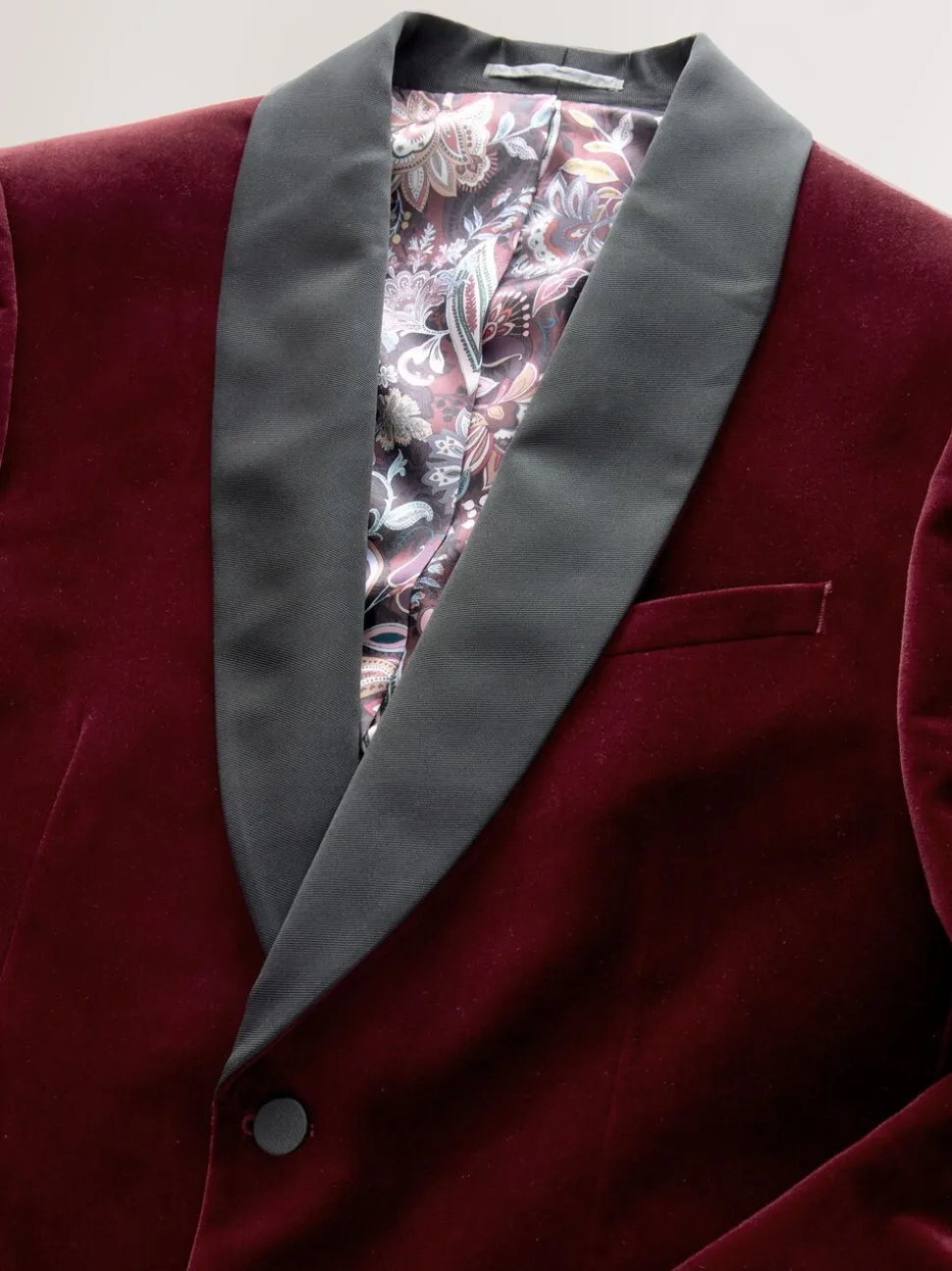 Bordeauxrood - Slim Fit - Signature Pontoglio Italiaanse fluwelen blazer met sjaalkraag