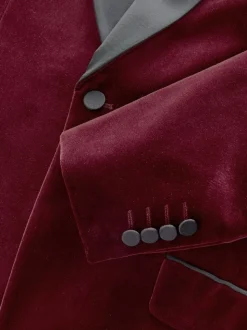 Bordeauxrood - Slim Fit - Signature Pontoglio Italiaanse fluwelen blazer met sjaalkraag