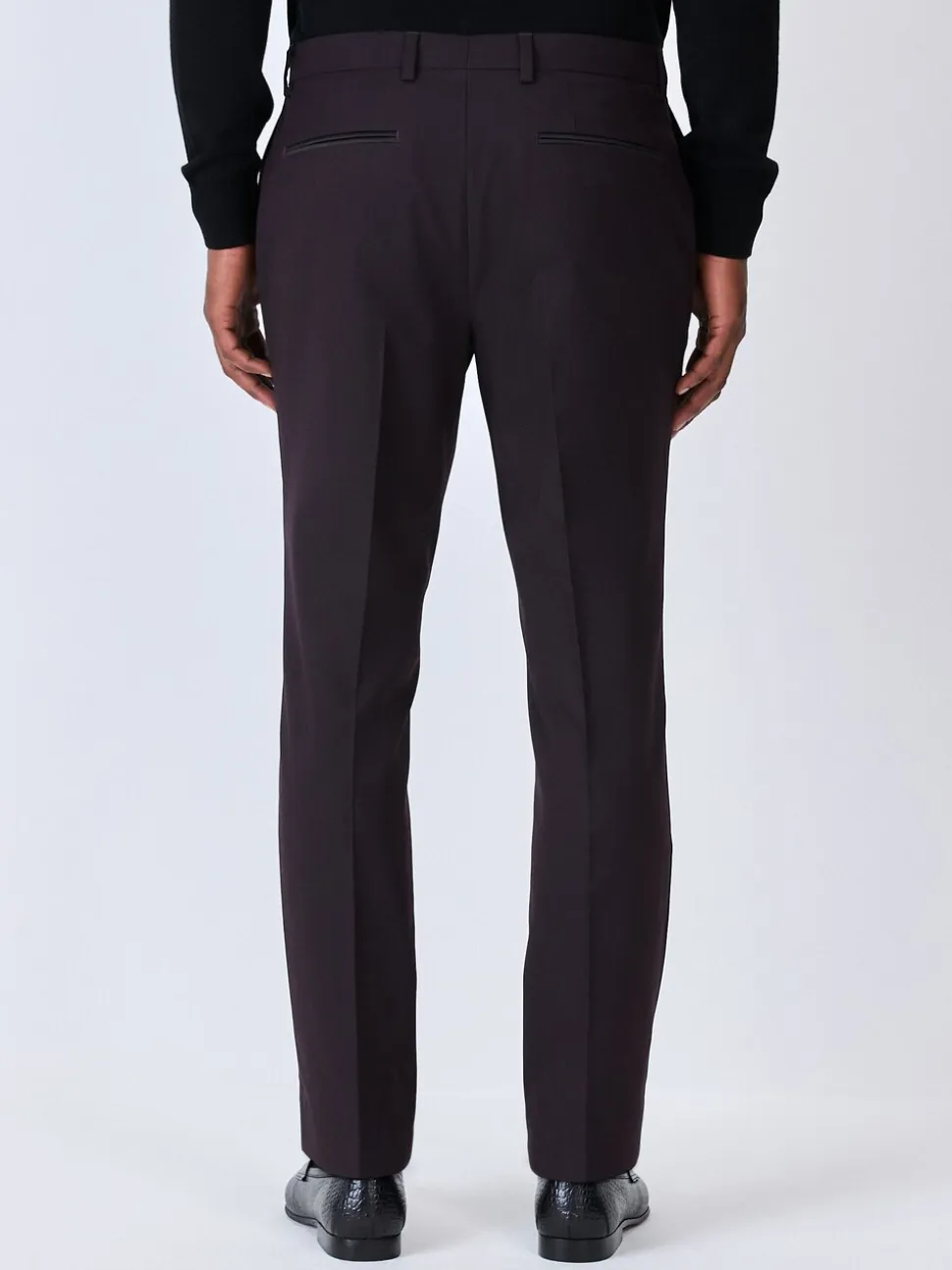 Bordeauxrood - Tailored fit - Pantalon in smokingstijl