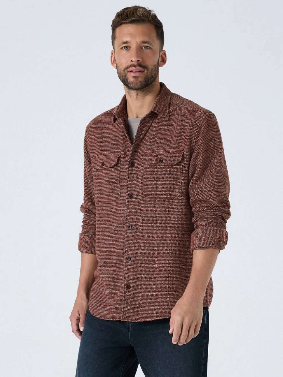 Bordeauxrood - Textured Shacket Overshirt