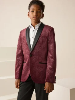 Bordeauxrood - Textured Velvet Blazer (3-16yrs)