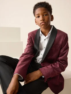 Bordeauxrood - Textured Velvet Blazer (3-16yrs)