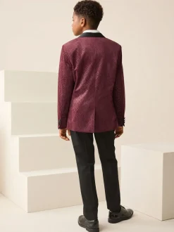 Bordeauxrood - Textured Velvet Blazer (3-16yrs)