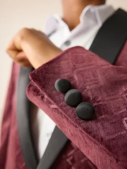 Bordeauxrood - Textured Velvet Blazer (3-16yrs)