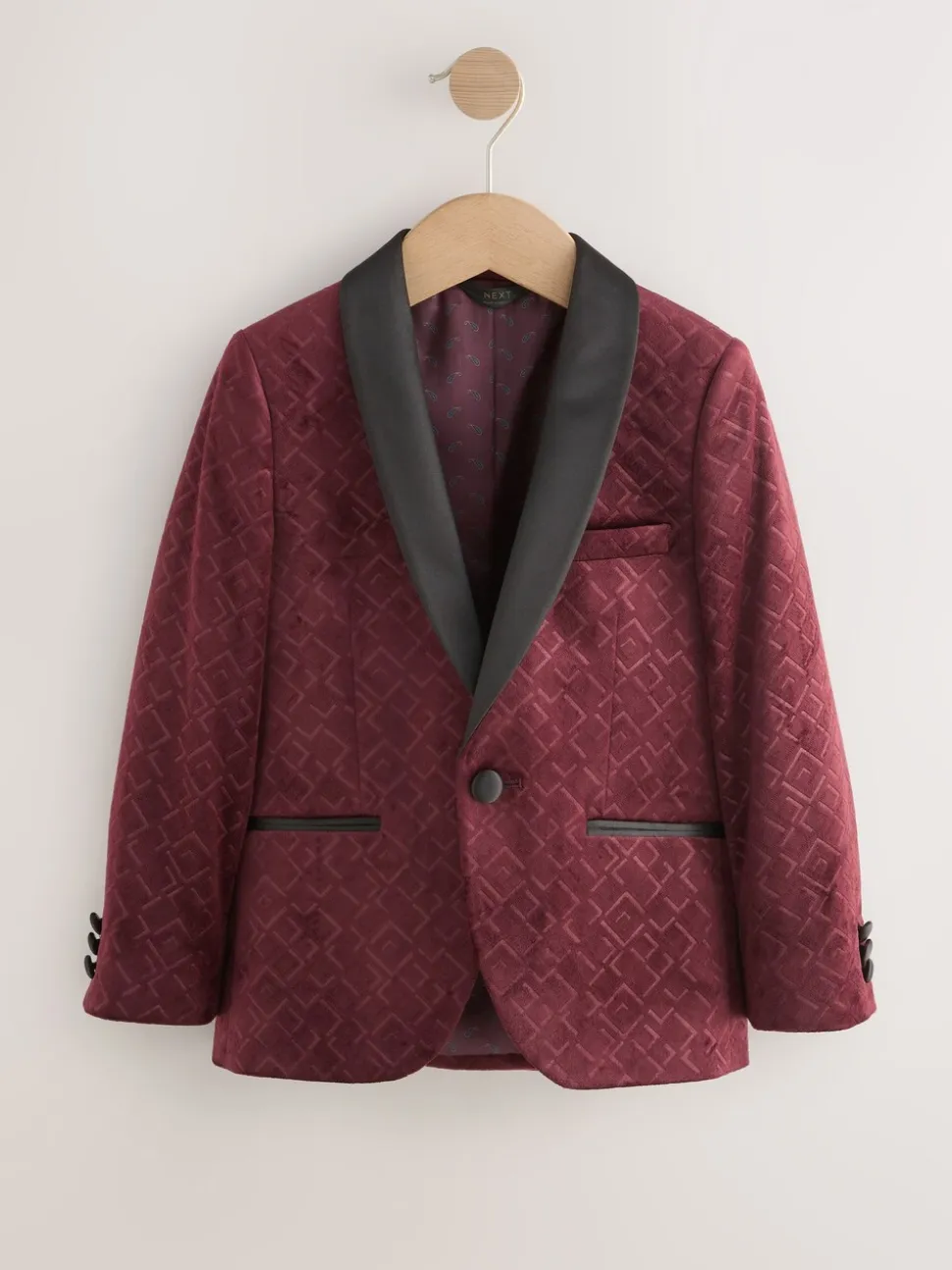 Bordeauxrood - Textured Velvet Blazer (3-16yrs)