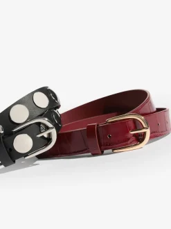 Bordeauxrood en zwart - Friends Like These Studded Belts 2 Pack